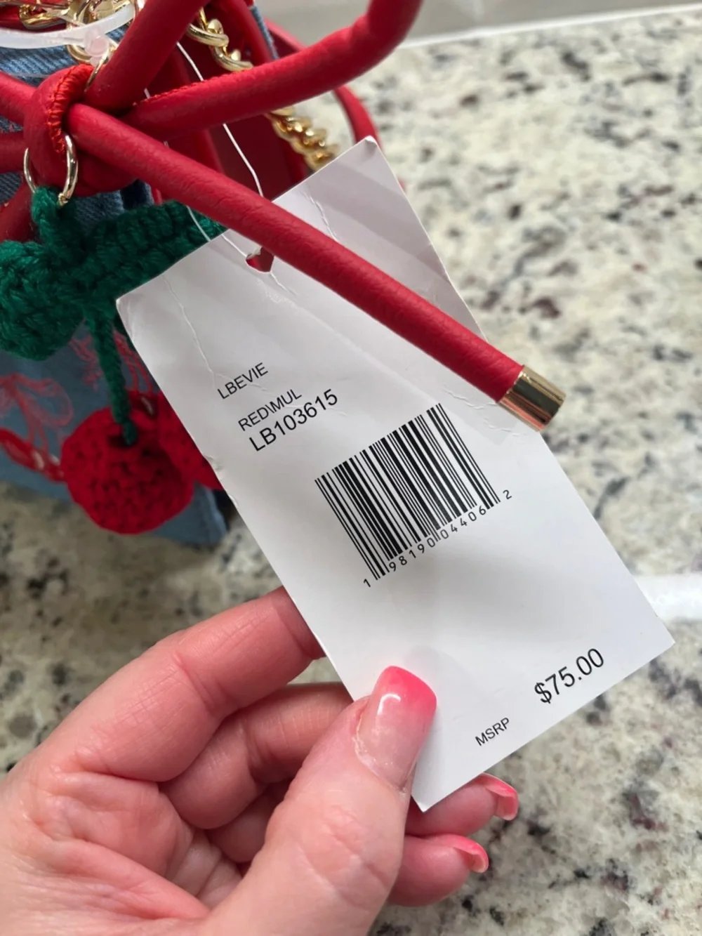 Betsy Johnson Cherry Denim Kitsch Crossbody Bag NWT - Picture 10 of 12